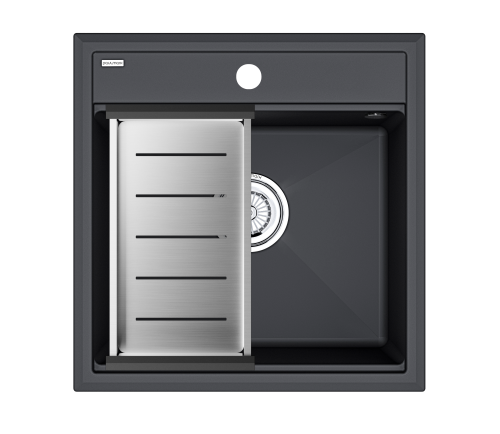 Мойка кухонная Paulmark PM115051-AN+A375-BS 50х51 антрацит/брашированная нержавеющая сталь